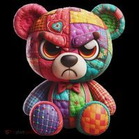 Angry Teddy Bear Print, A Very Grumpy Hug Backpack thumb 2