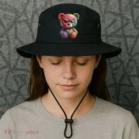 Angry Teddy Bear Print, A Very Grumpy Hug Bucket Hat thumb 3
