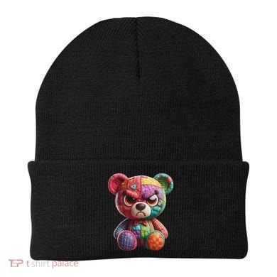 Angry Teddy Bear Print, A Very Grumpy Hug Beanie