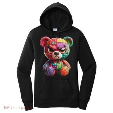 Angry Teddy Bear Print, A Very Grumpy Hug Women's Hoodie