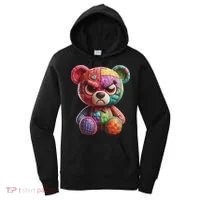 Angry Teddy Bear Print, A Very Grumpy Hug Women's Hoodie thumb 0