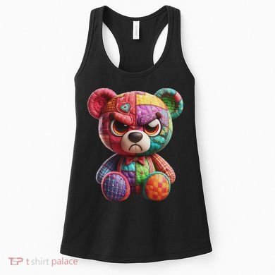 Angry Teddy Bear Print, A Very Grumpy Hug Women's Tank Top