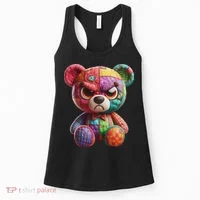 Angry Teddy Bear Print, A Very Grumpy Hug Women's Tank Top thumb 0