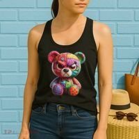 Angry Teddy Bear Print, A Very Grumpy Hug Women's Tank Top thumb 2