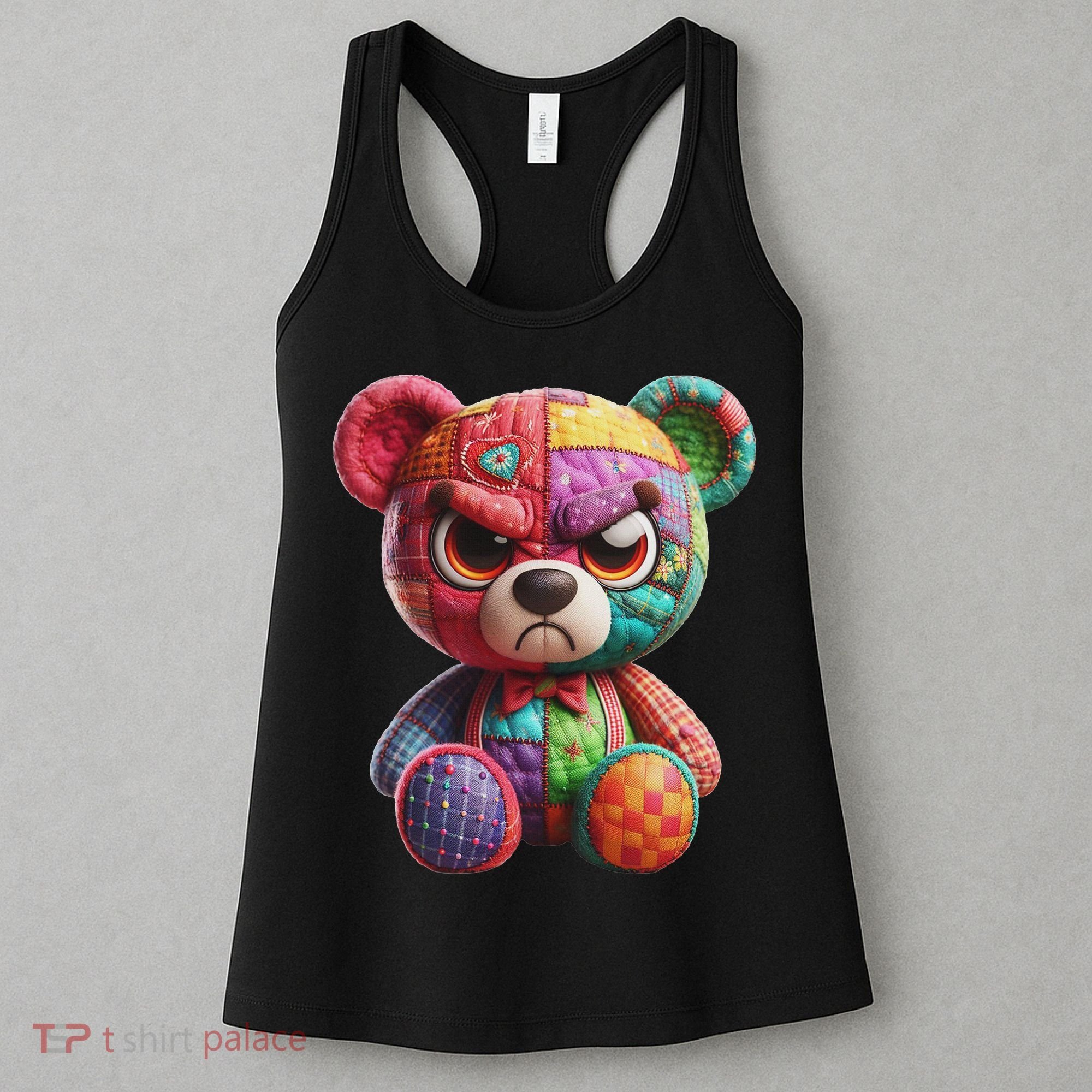 Angry Teddy Bear Print, A Very Grumpy Hug Women's Tank Top