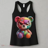 Angry Teddy Bear Print, A Very Grumpy Hug Women's Tank Top thumb 3
