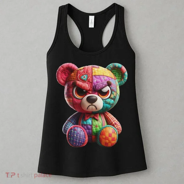 Angry Teddy Bear Print, A Very Grumpy Hug Women's Tank Top