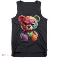 Angry Teddy Bear Print, A Very Grumpy Hug Tank Top thumb 0