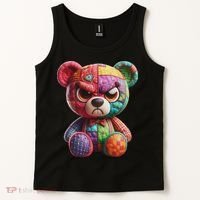 Angry Teddy Bear Print, A Very Grumpy Hug Tank Top thumb 2
