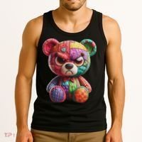 Angry Teddy Bear Print, A Very Grumpy Hug Tank Top thumb 3