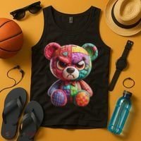 Angry Teddy Bear Print, A Very Grumpy Hug Tank Top thumb 4