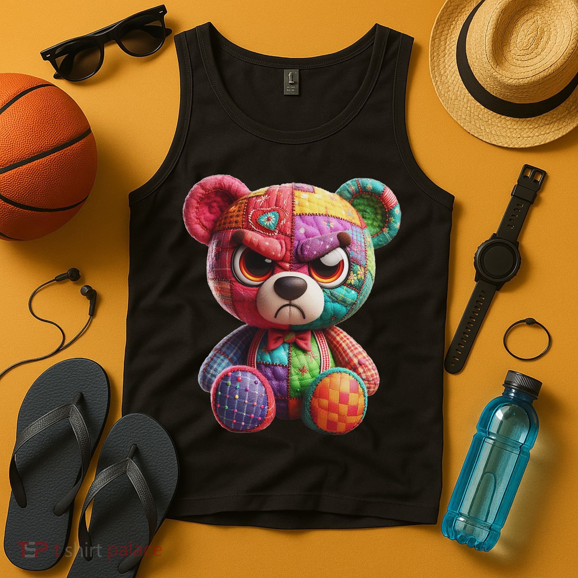 Angry Teddy Bear Print, A Very Grumpy Hug Tank Top