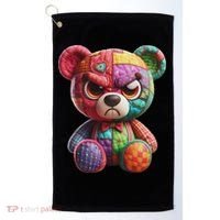 Angry Teddy Bear Print, A Very Grumpy Hug Golf Towel thumb 0