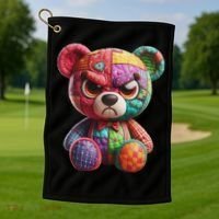 Angry Teddy Bear Print, A Very Grumpy Hug Golf Towel thumb 1