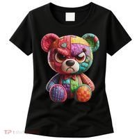 Angry Teddy Bear Print, A Very Grumpy Hug Women's T-Shirt thumb 0