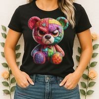 Angry Teddy Bear Print, A Very Grumpy Hug Women's T-Shirt thumb 2
