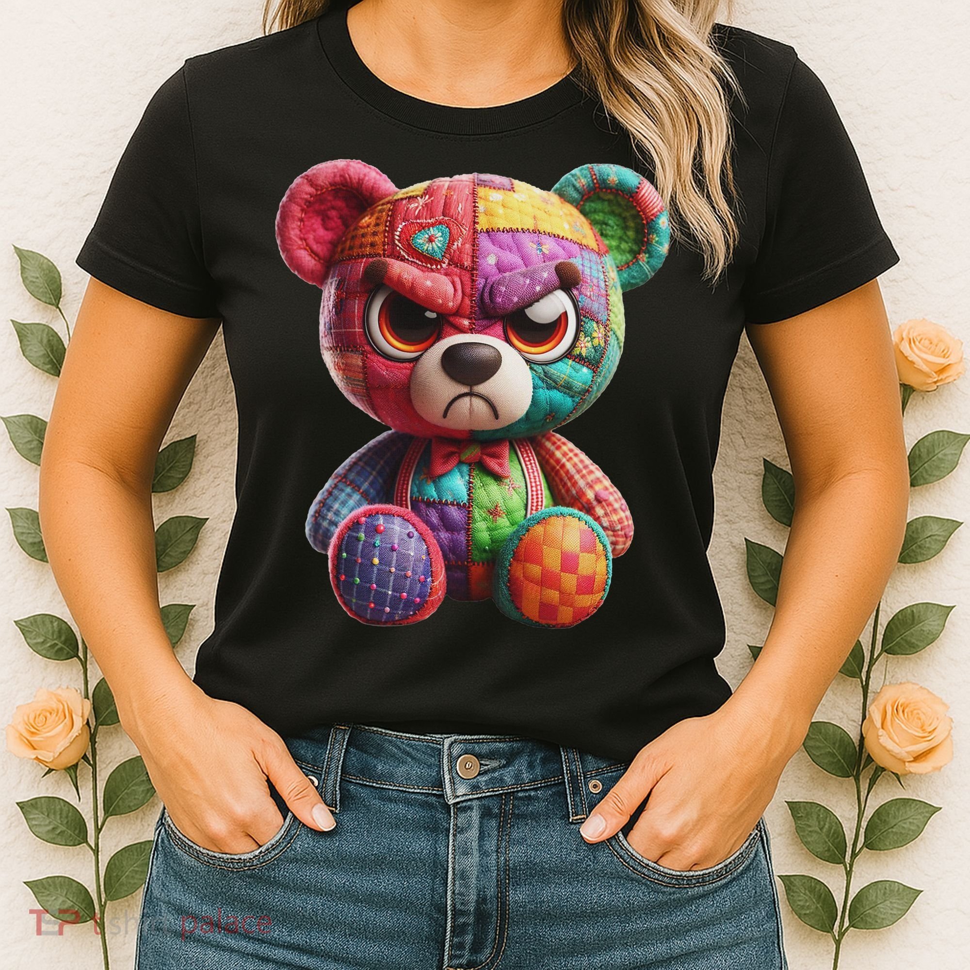 Angry Teddy Bear Print, A Very Grumpy Hug Women's T-Shirt