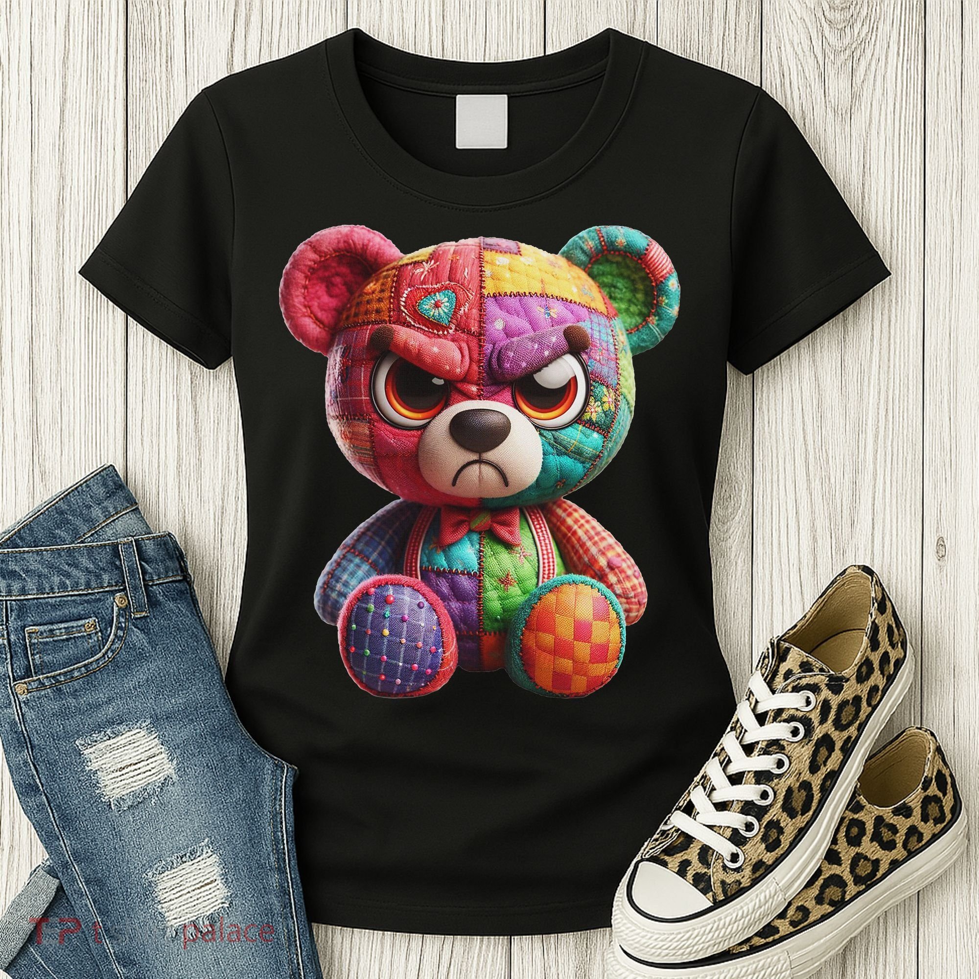 Angry Teddy Bear Print, A Very Grumpy Hug Women's T-Shirt