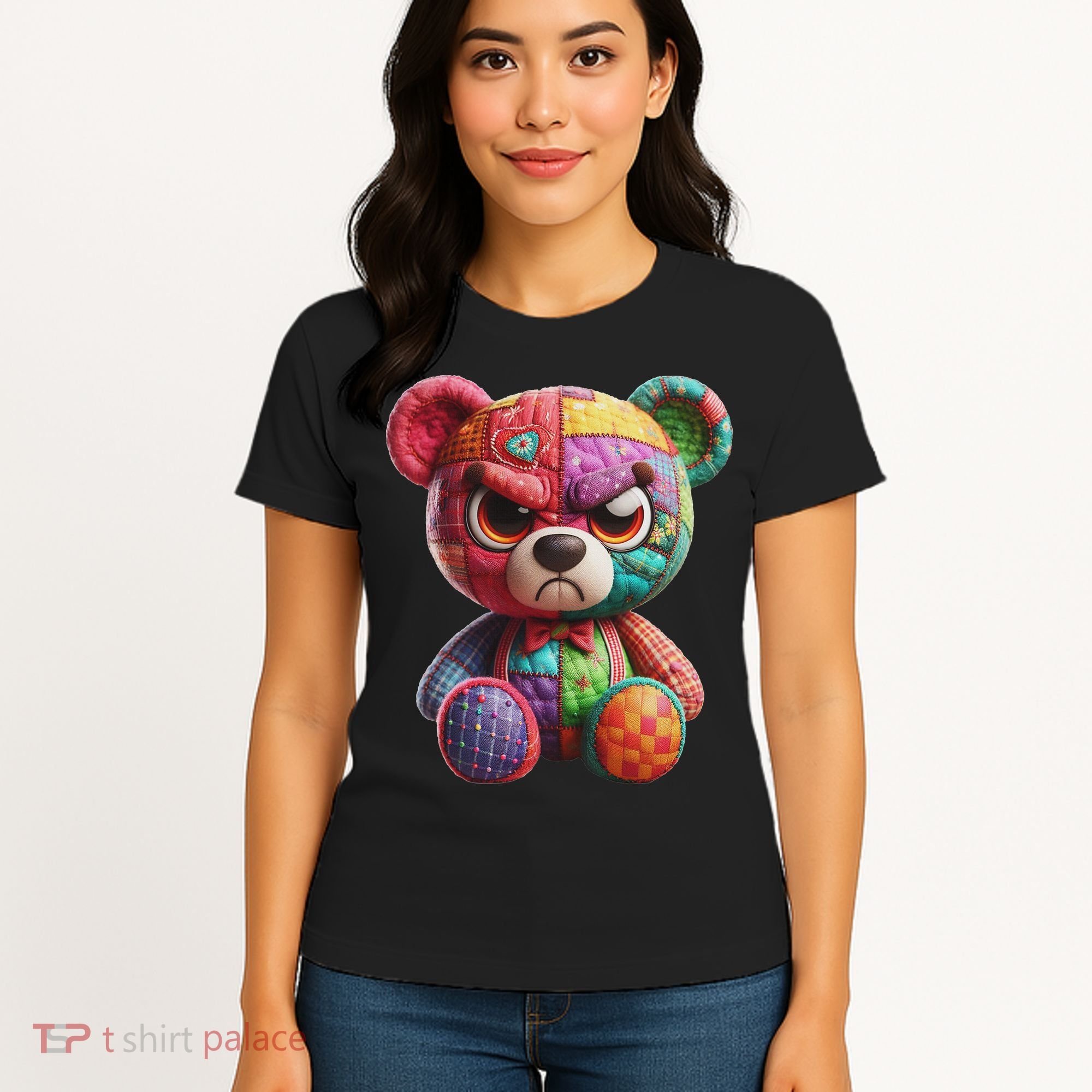Angry Teddy Bear Print, A Very Grumpy Hug Women's T-Shirt