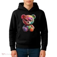Angry Teddy Bear Print, A Very Grumpy Hug Kids Hoodie thumb 4