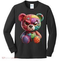 Angry Teddy Bear Print, A Very Grumpy Hug Kids Long Sleeve Shirt thumb 0