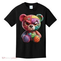 Angry Teddy Bear Print, A Very Grumpy Hug Kids T-Shirt thumb 0