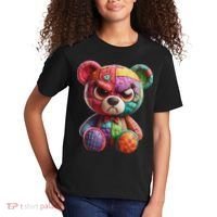 Angry Teddy Bear Print, A Very Grumpy Hug Kids T-Shirt thumb 2