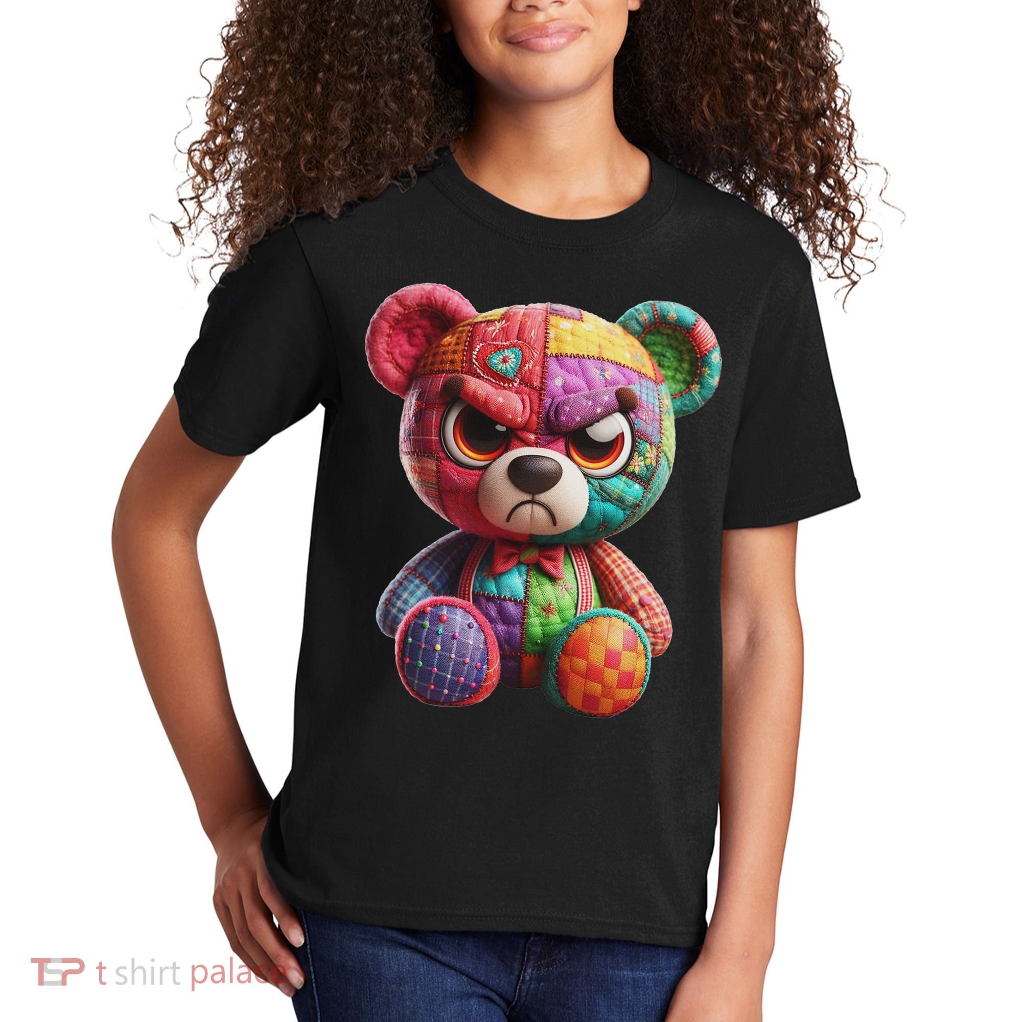 Angry Teddy Bear Print, A Very Grumpy Hug Kids T-Shirt
