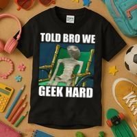 Alien Told Bro We Geek Hard Kids T-Shirt thumb 3