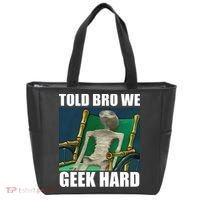 Alien Told Bro We Geek Hard Tote Bag thumb 0