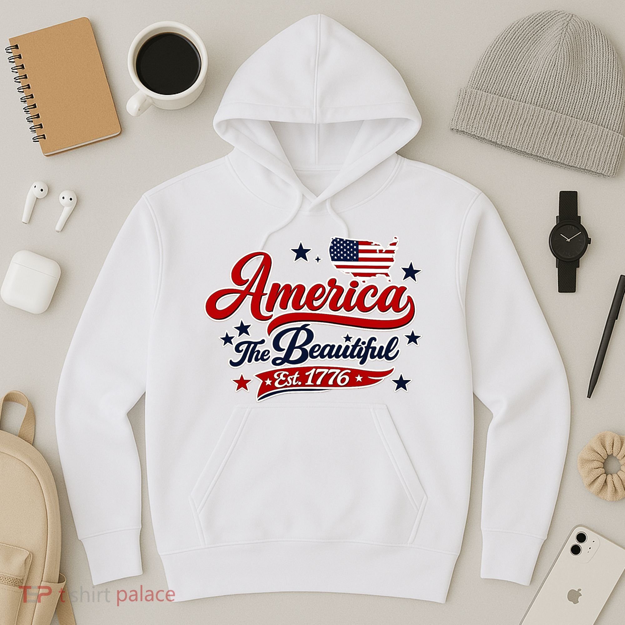 America The Beautiful Est 1776 Hoodie