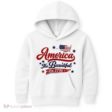 America The Beautiful Est 1776 Kids Hoodie