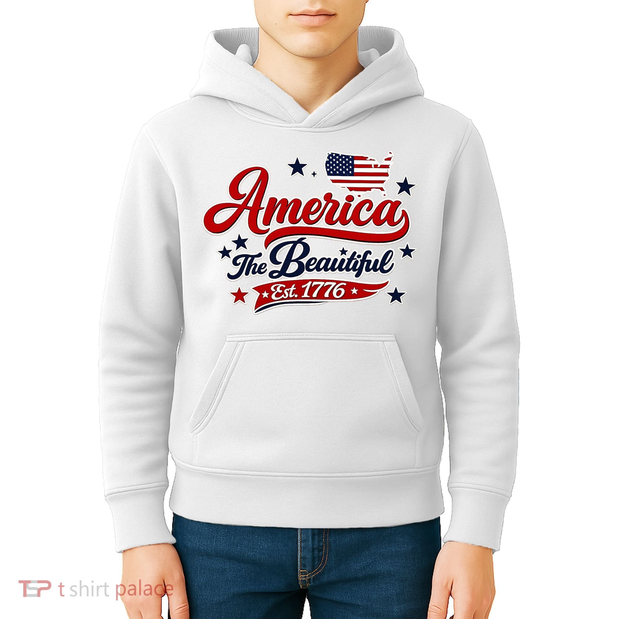 America The Beautiful Est 1776 Kids Hoodie