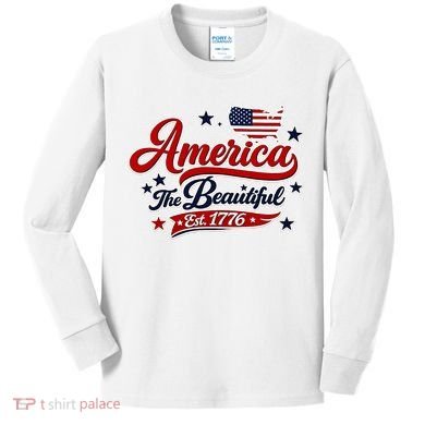 America The Beautiful Est 1776 Kids Long Sleeve Shirt