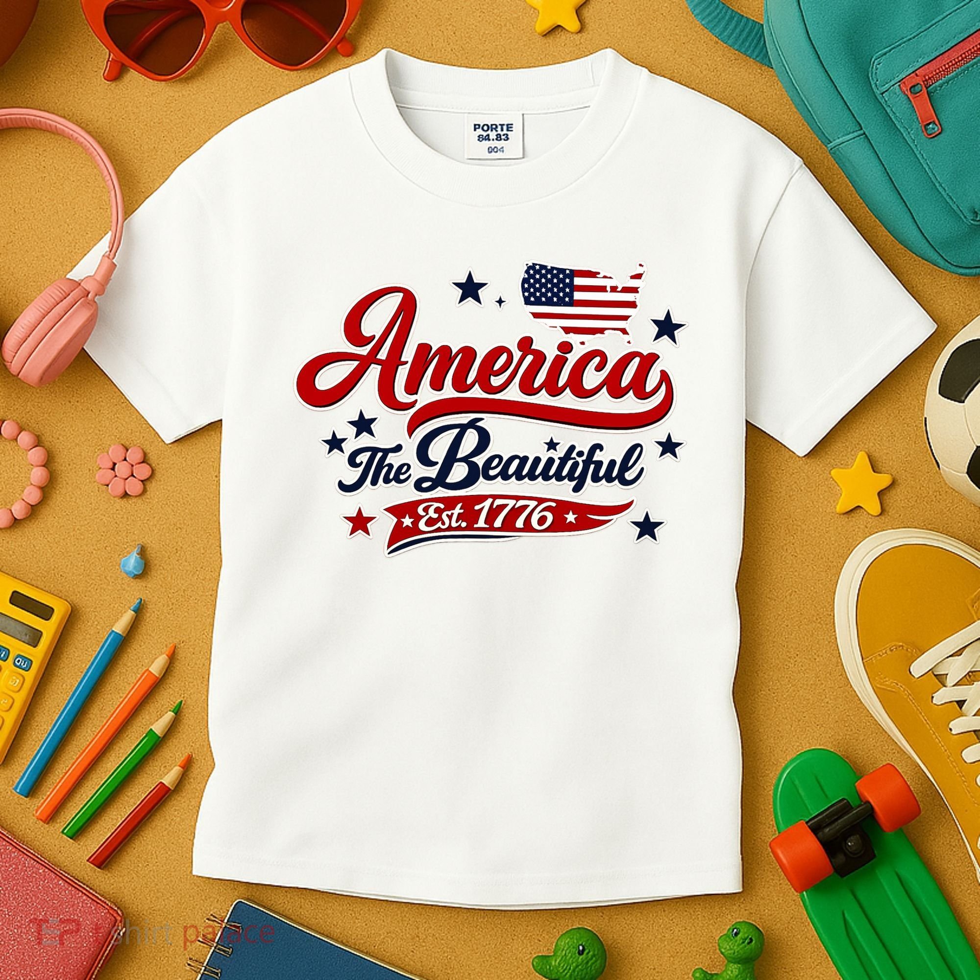America The Beautiful Est 1776 Kids T-Shirt