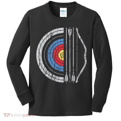 Archery Target Bow And Arrow Archer Retro Vintage Kids Long Sleeve Shirt