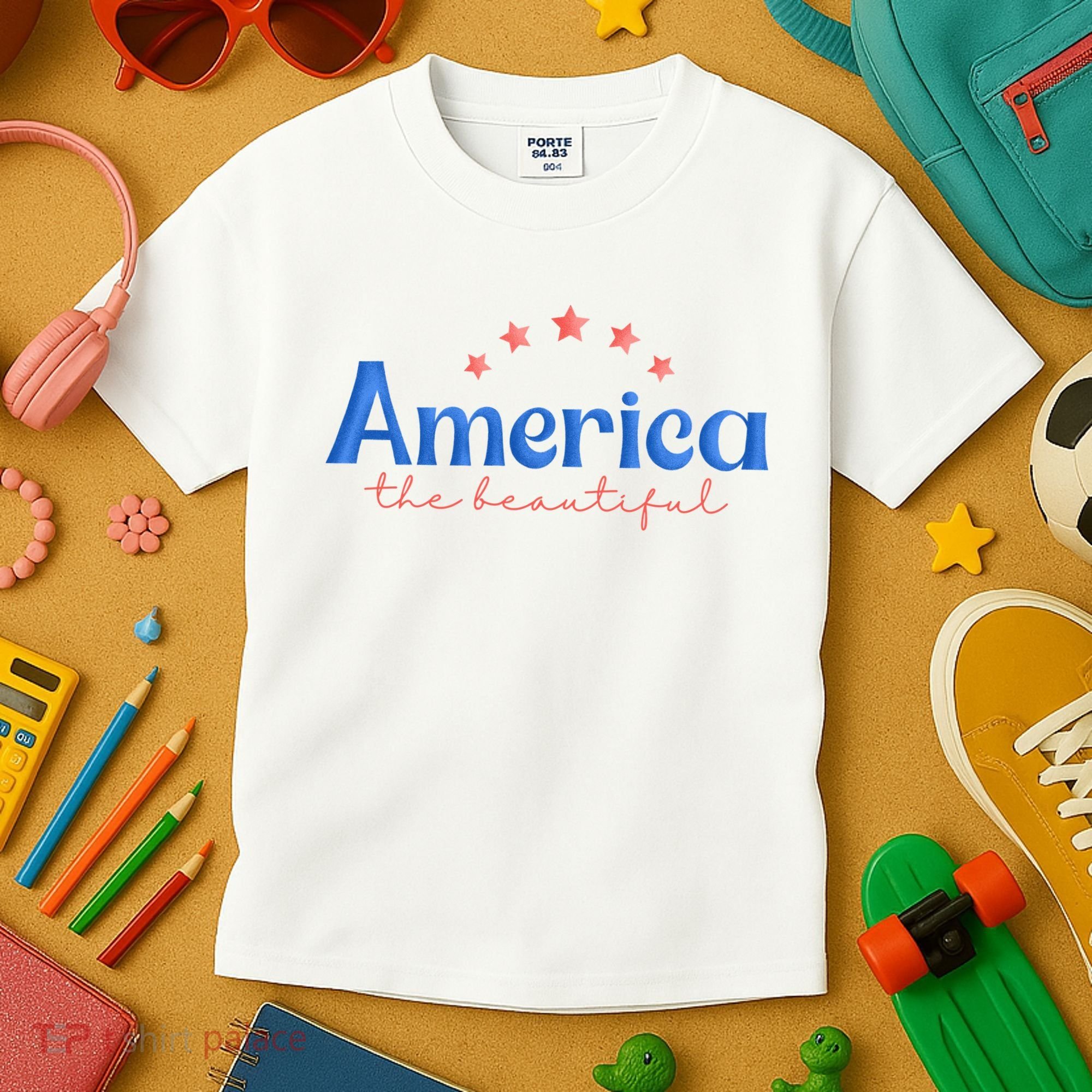 America The Beautiful 4th Of July Star Kids T-Shirt