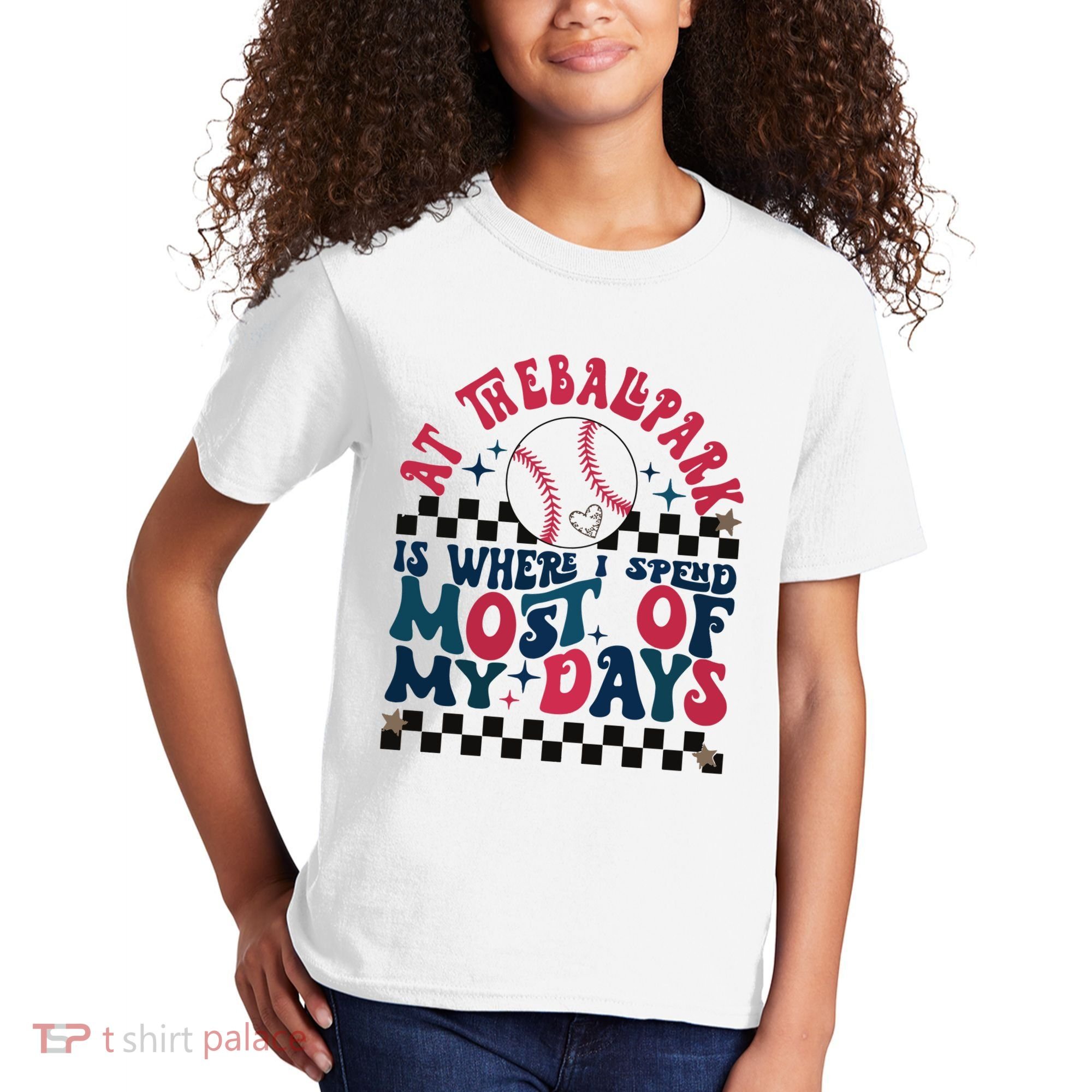 At The Ballpark Is Where I Spend Most Of My Days Kids T-Shirt