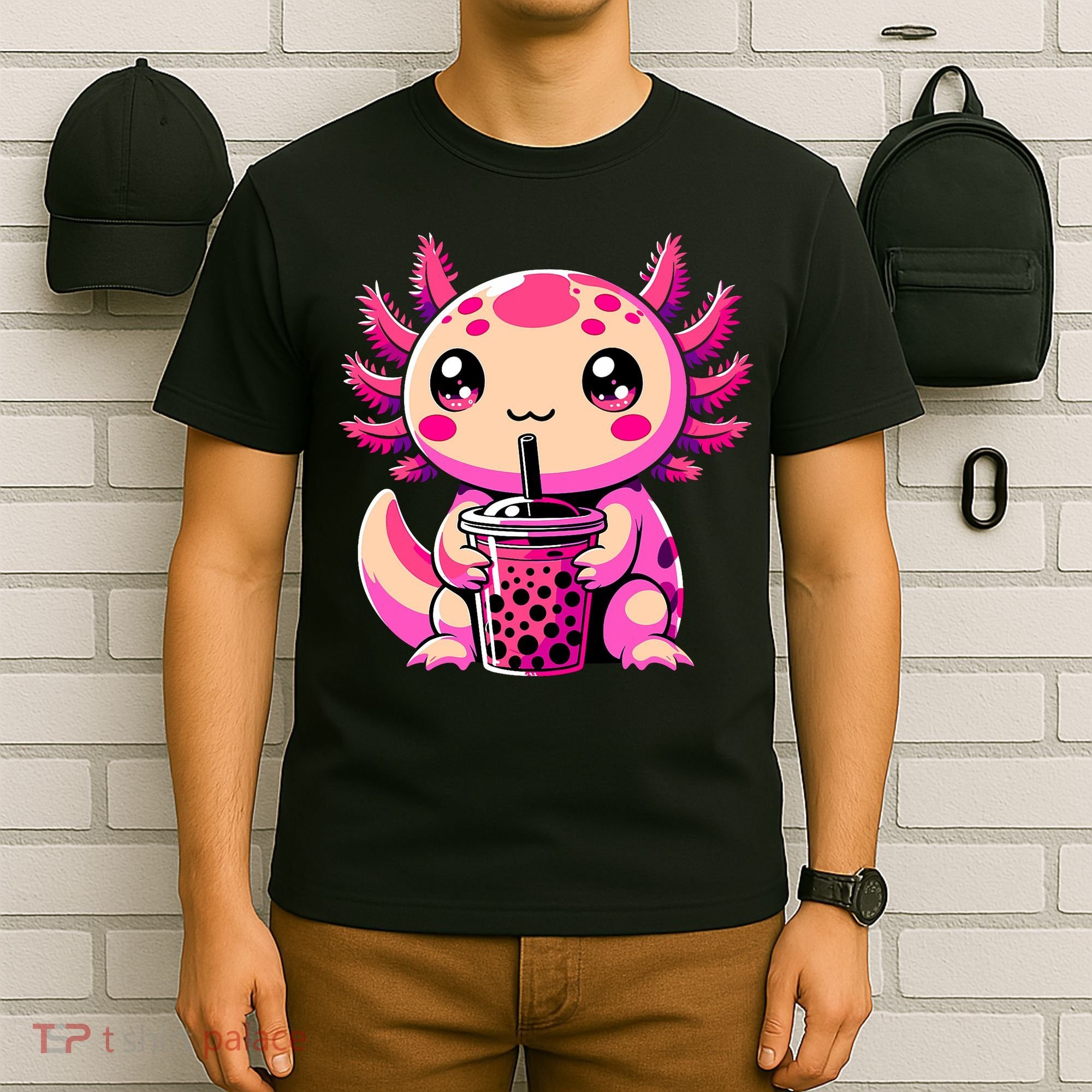 Axolotl Tea Bubble Tea Anime Kawaii Axolotl T-Shirt