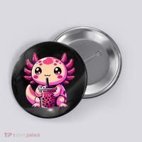 Axolotl Tea Bubble Tea Anime Kawaii Axolotl Button thumb 0