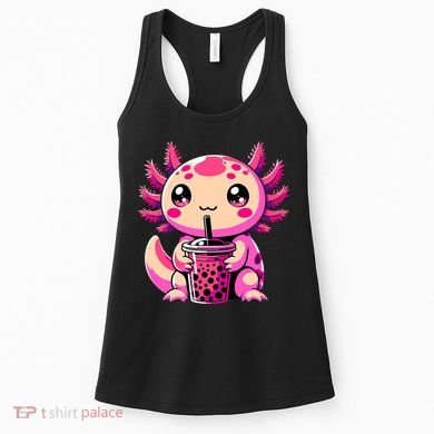 Axolotl Tea Bubble Tea Anime Kawaii Axolotl Women's Tank Top