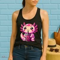 Axolotl Tea Bubble Tea Anime Kawaii Axolotl Women's Tank Top thumb 2