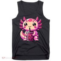 Axolotl Tea Bubble Tea Anime Kawaii Axolotl Tank Top thumb 0