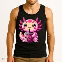 Axolotl Tea Bubble Tea Anime Kawaii Axolotl Tank Top thumb 3