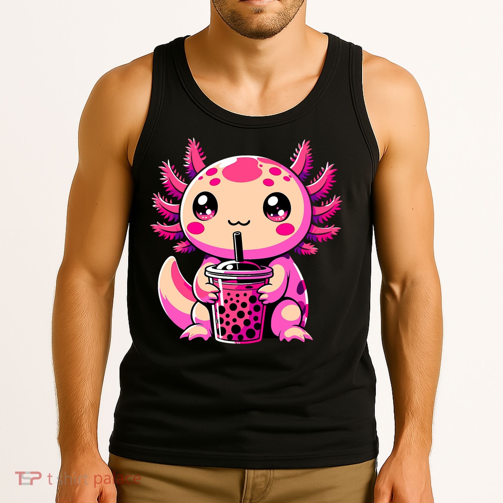 Axolotl Tea Bubble Tea Anime Kawaii Axolotl Tank Top