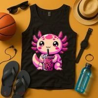 Axolotl Tea Bubble Tea Anime Kawaii Axolotl Tank Top thumb 4