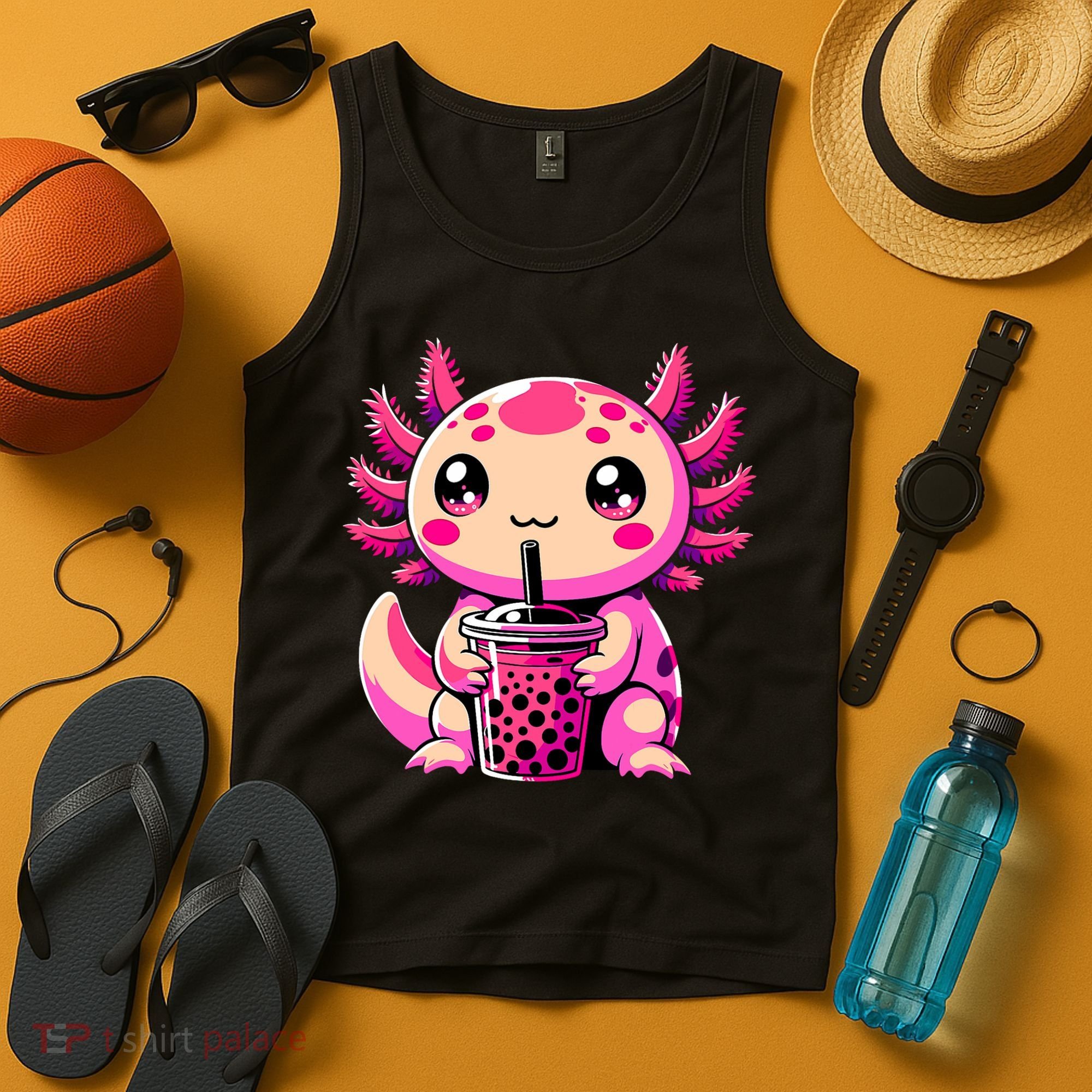 Axolotl Tea Bubble Tea Anime Kawaii Axolotl Tank Top