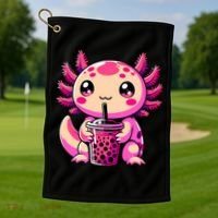 Axolotl Tea Bubble Tea Anime Kawaii Axolotl Golf Towel thumb 1