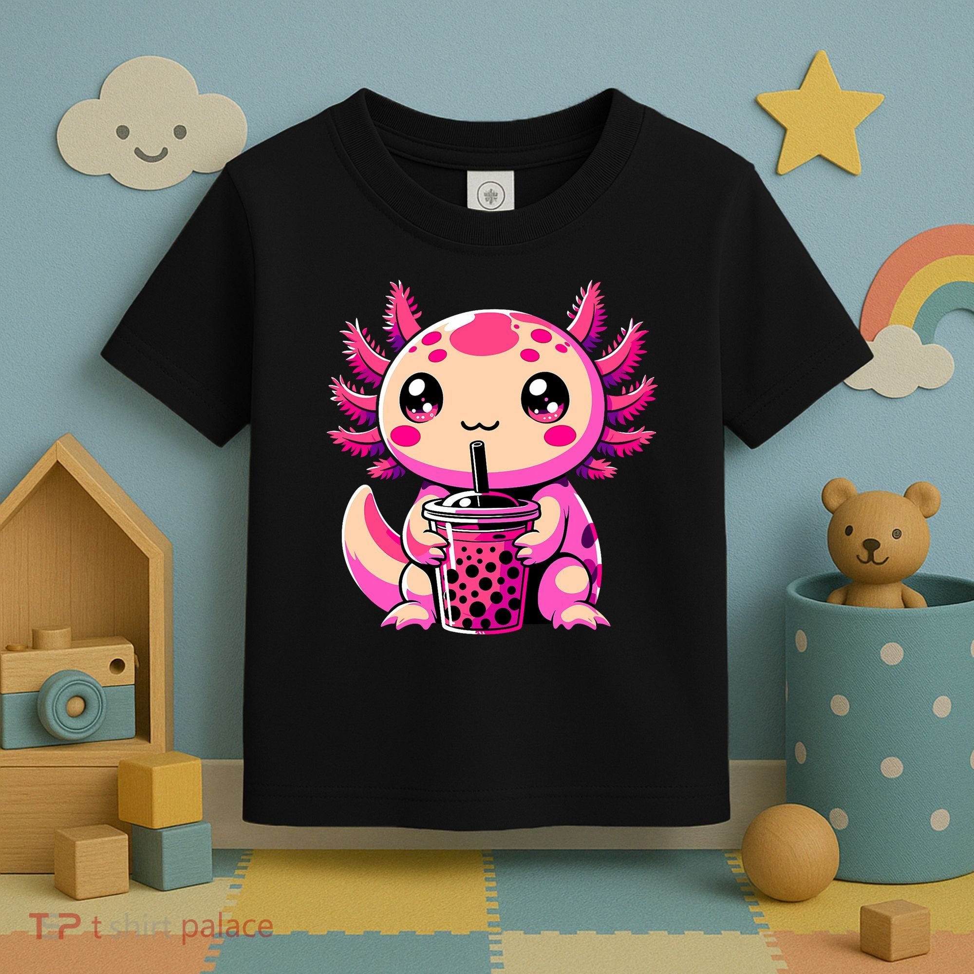 Axolotl Tea Bubble Tea Anime Kawaii Axolotl Toddler T-Shirt