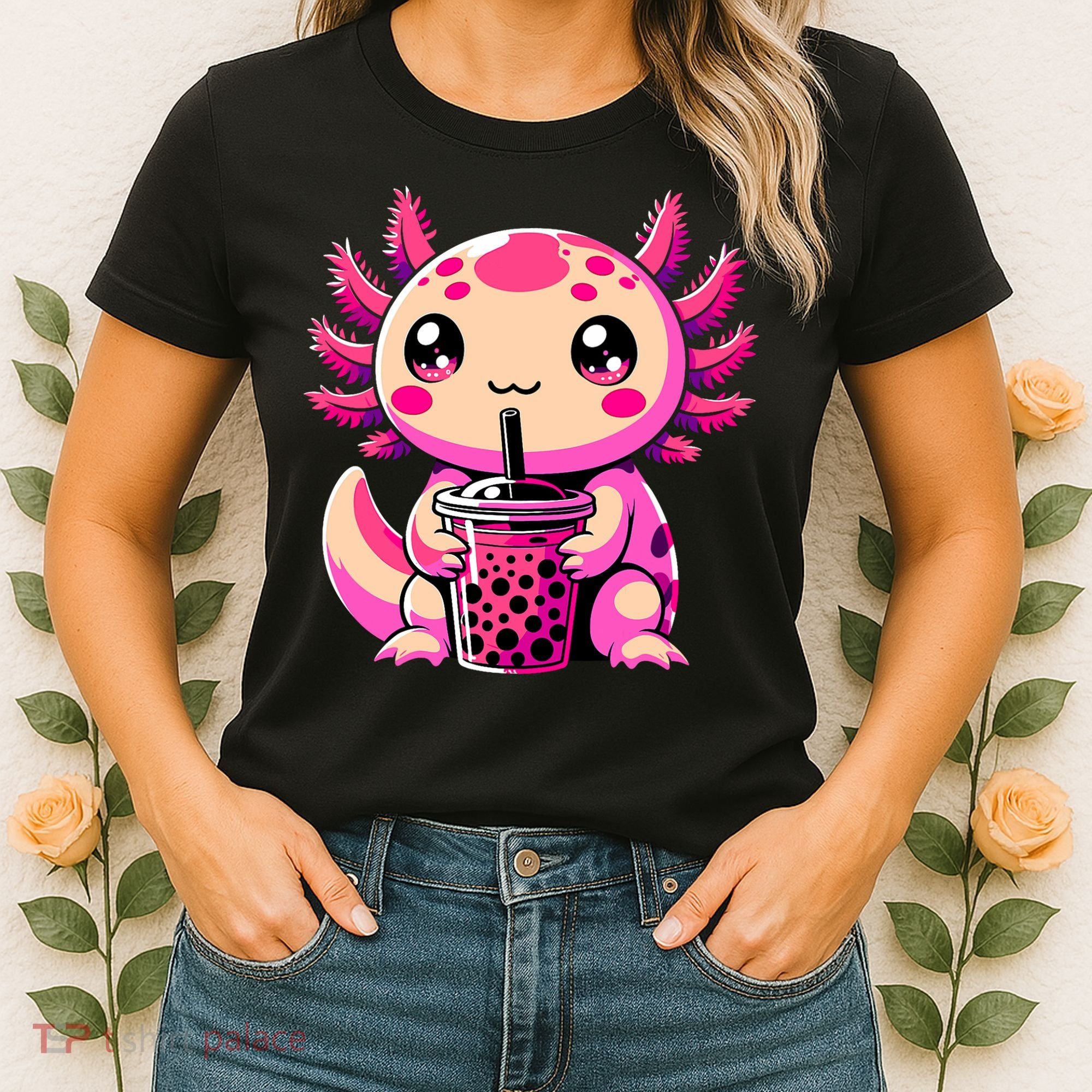 Axolotl Tea Bubble Tea Anime Kawaii Axolotl Women's T-Shirt